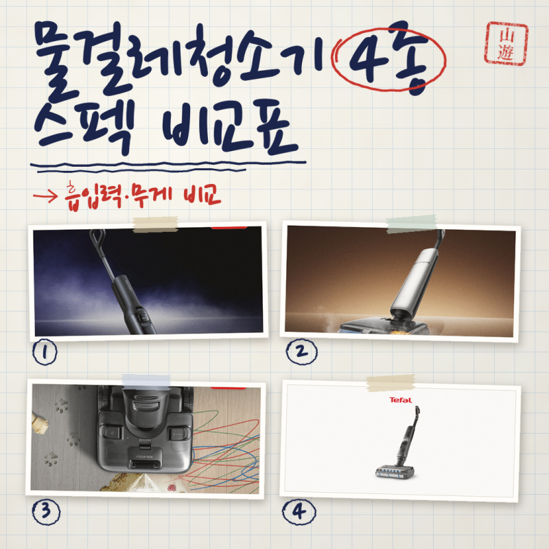 물걸레청소기 추천 스팀·폼세척 습건식 4종 비교 (2026년 10월) — 흡입력·무게·사용시간 스....