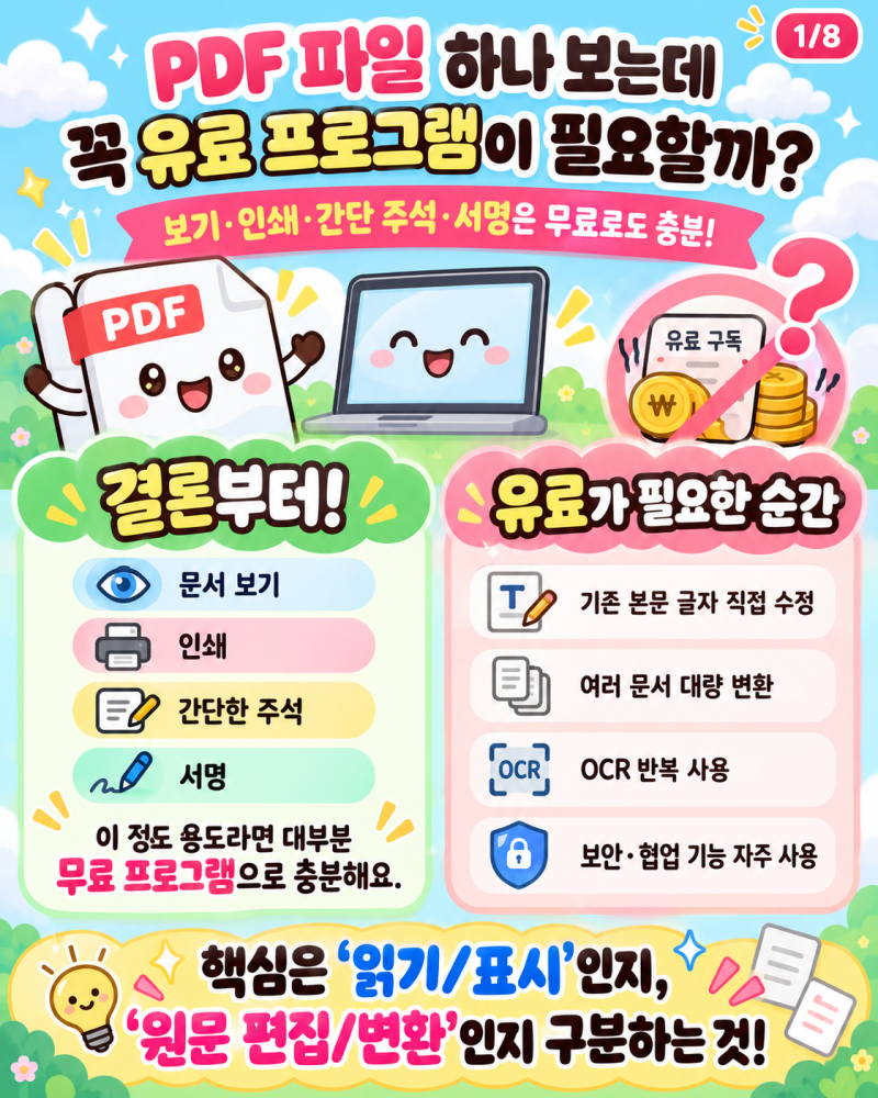 무료 PDF 뷰어 다운로드 2026｜윈도우·맥 추천 7개, 유료 차이 총정리