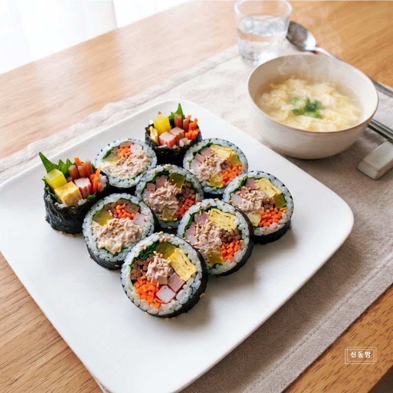 참치김밥 만들기 김밥 맛있게 싸는법 백종원 밥양념 간단레시피