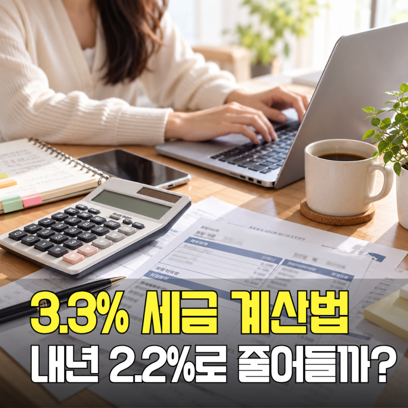 3.3% 계산 방법 총정리ㅣ프리랜서·부업 실수령액 계산, 5월 종합소득세 환급 조건과 2.2% 인하....