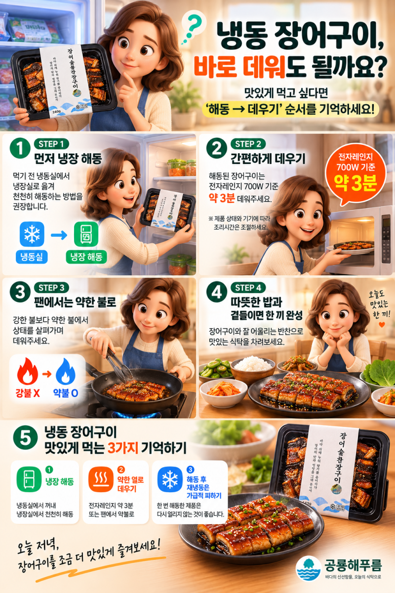 냉동 장어구이 맛있게 데우는 법｜해동부터 전자레인지·프라이팬까지
