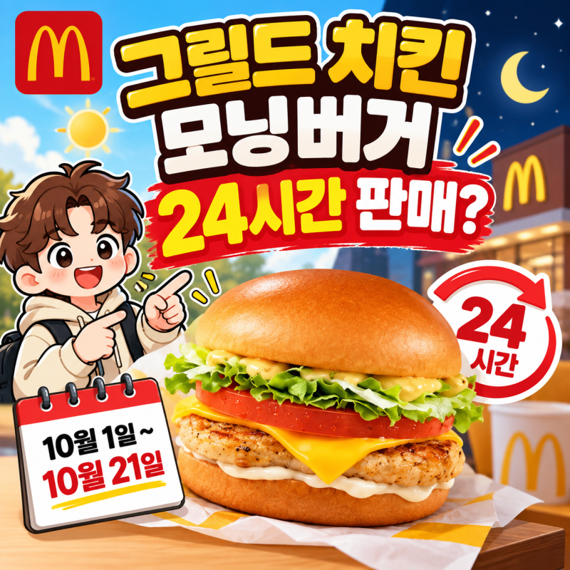 맥도날드 그릴드 치킨 모닝버거 24시간 판매 언제까지? 미판매 매장 총정리