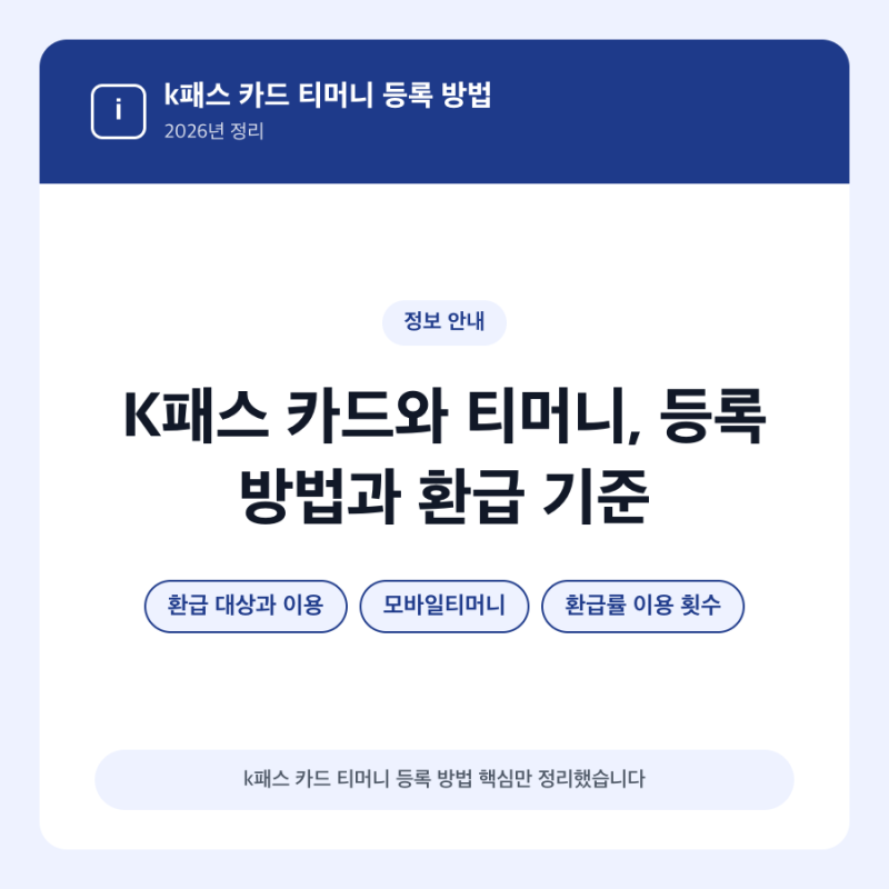 K패스 카드와 티머니, 등록 방법과 환급 기준