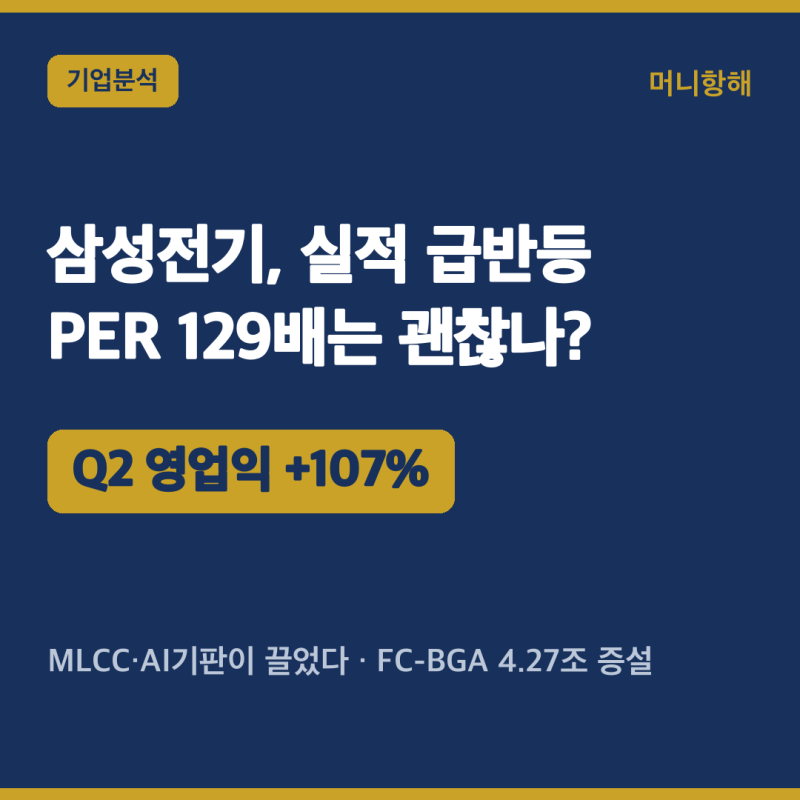 [기업분석] 삼성전기(009150) — MLCC·AI 기판이 끌어올린 실적, PER 129배는 괜찮나 (2026)