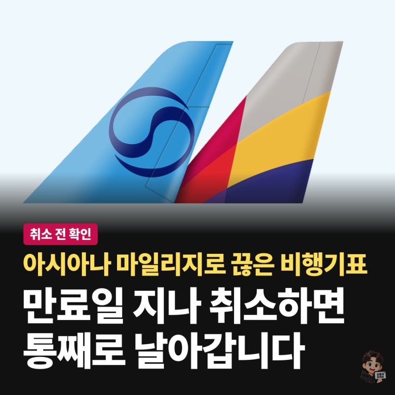 아시아나 마일리지로 끊어둔 비행기표, 대한항공 합병 앞두고 취소 타이밍 놓치면 마일리지 ....