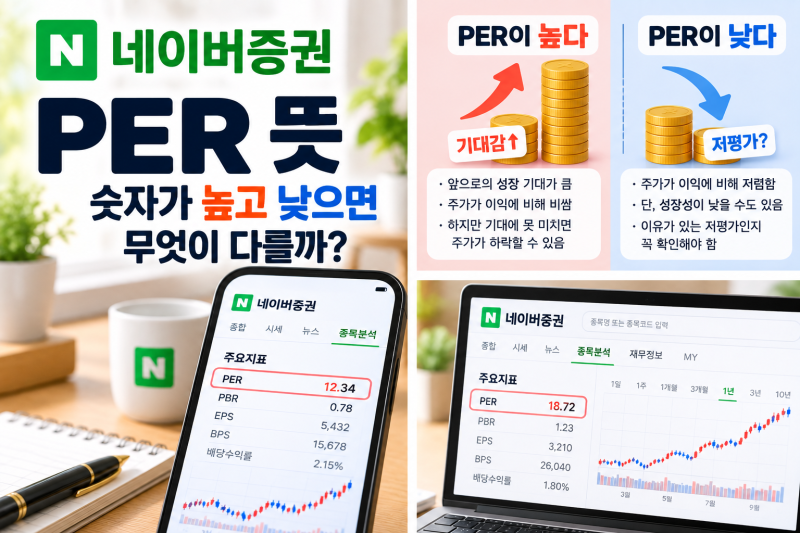 네이버증권 PER 뜻｜숫자가 높고 낮으면 무엇이 다를까?