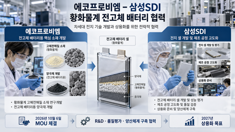 에코프로비엠·삼성SDI 전고체 배터리 2027년 상용화 목표, “40톤 소재” vs “셀·양산 기술” ....