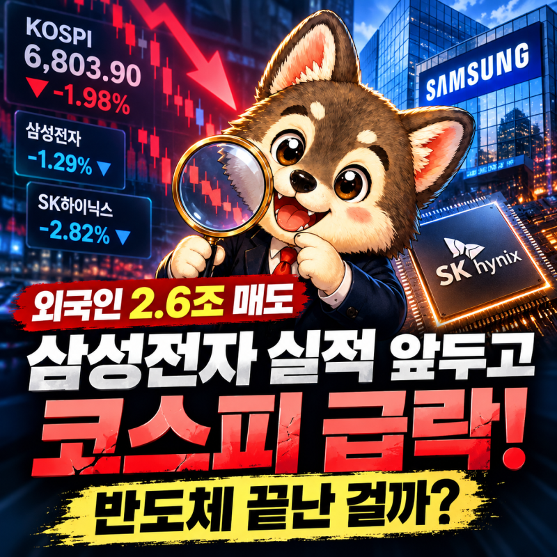 코스피 1.98% 하락, 외국인 2.6조 순매도｜삼성전자 실적 발표 전 반도체 체크포인트