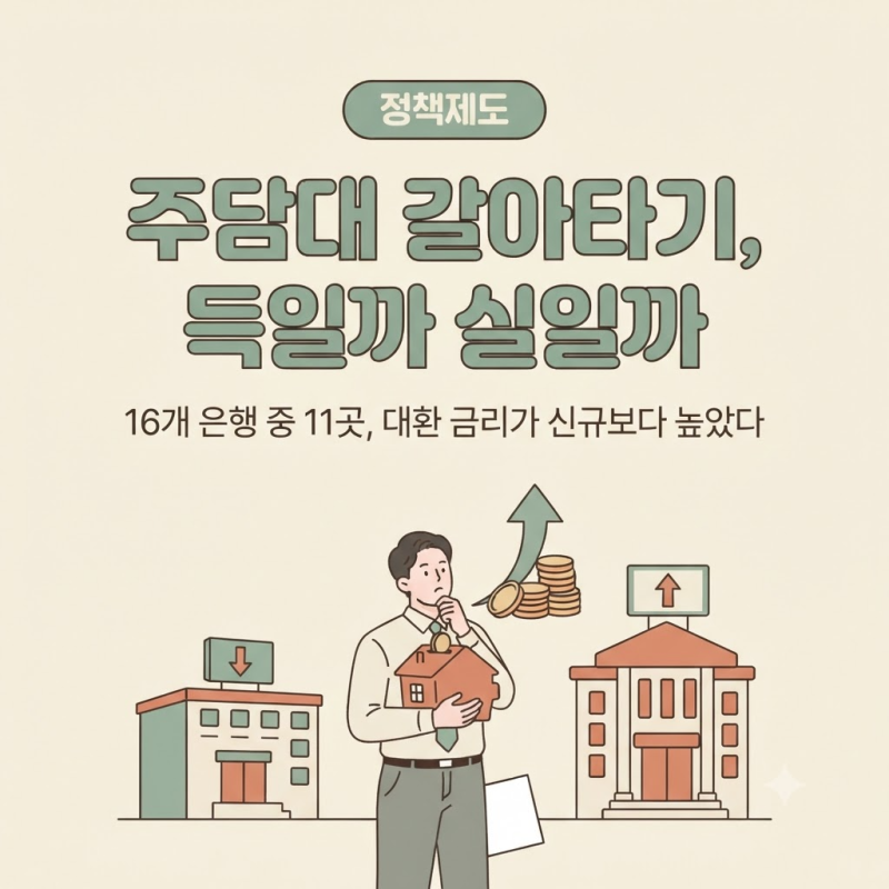 주택담보대출 갈아타기 조건과 중도상환수수료 계산 2026, 대환 금리가 더 비싼 은행도 있다