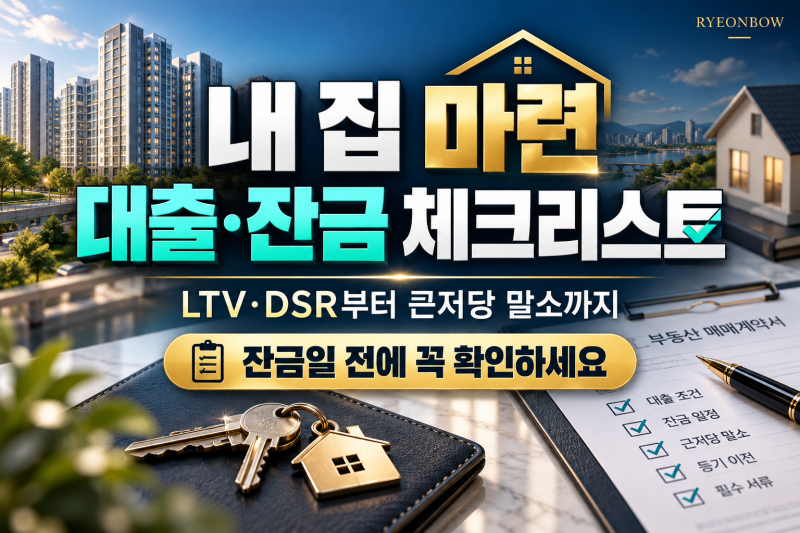 내 집 마련 대출·잔금 체크리스트, LTV·DSR부터 근저당 말소까지 총정리
