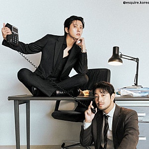침착맨 주우재 케미 에스콰이어 지오지아 남자 가죽자켓 코디법