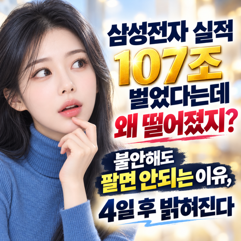 삼성전자 실적 107조 벌었다는데 왜 떨어졌지? 불안해도 팔면 안되는 이유, 4일 후 밝혀진다