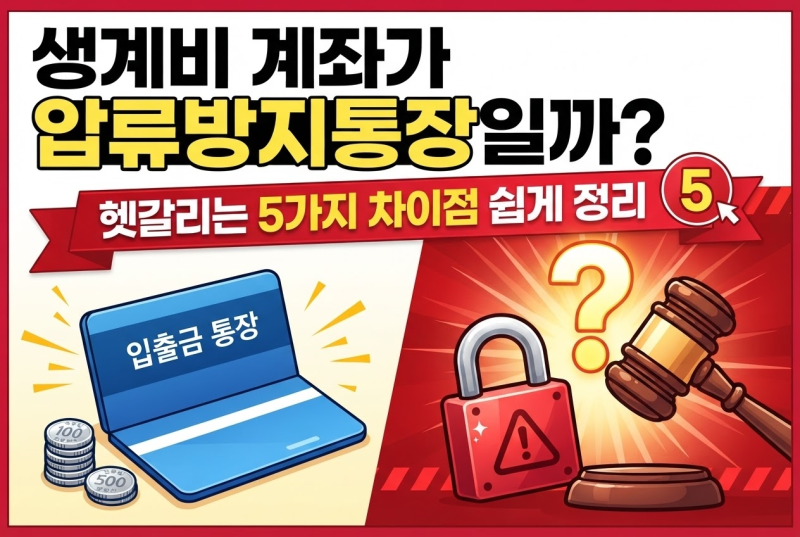 생계비 계좌가 압류방지통장일까? 헷갈리는 5가지 차이 쉽게 정리