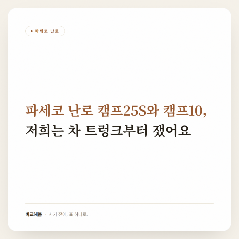 파세코 난로 캠프25S와 캠프10, 저희는 차 트렁크부터 쟀어요