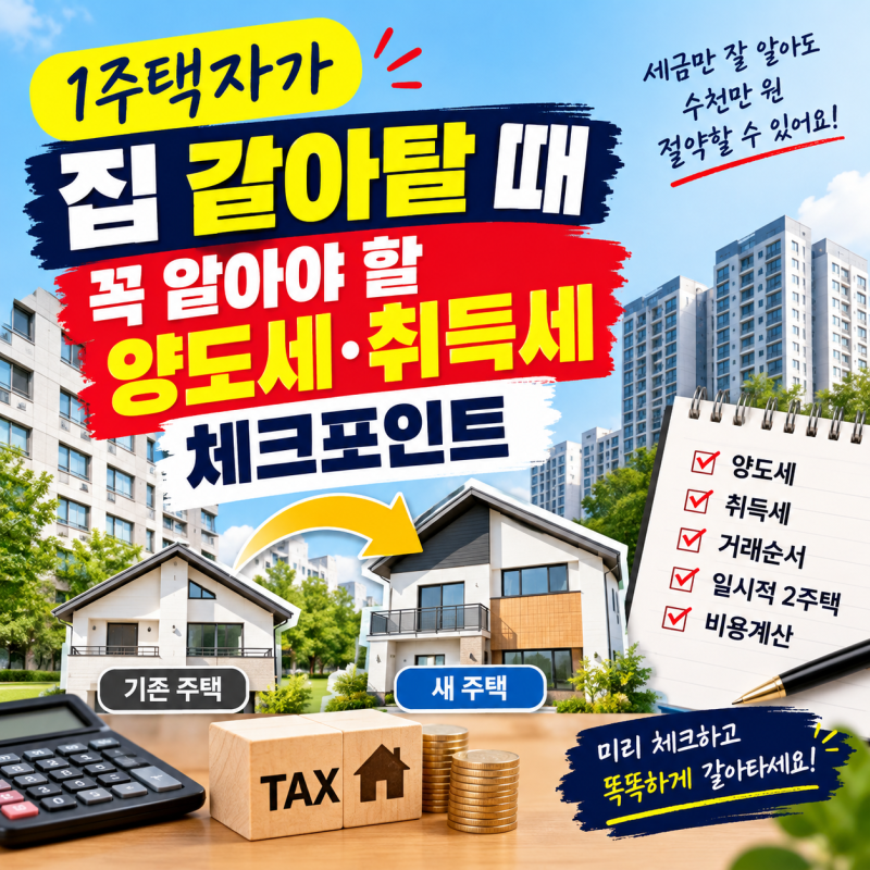 1주택자가 집 갈아탈 때 꼭 알아야 할 양도세·취득세 체크포인트