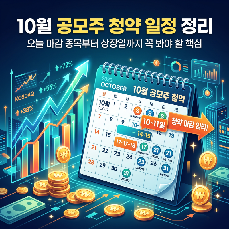 2026년 10월 공모주 청약 일정 및 신규 상장주 총정리 (10월 8일 기준)