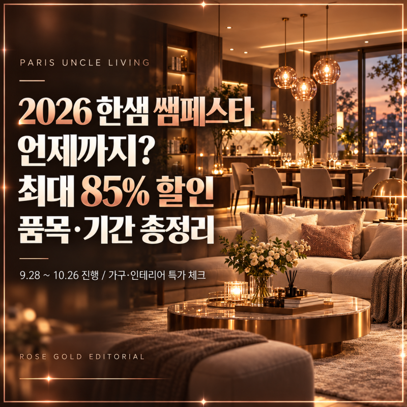 2026 한샘 쌤페스타 언제까지?｜최대 85% 할인 품목·기간 총정리