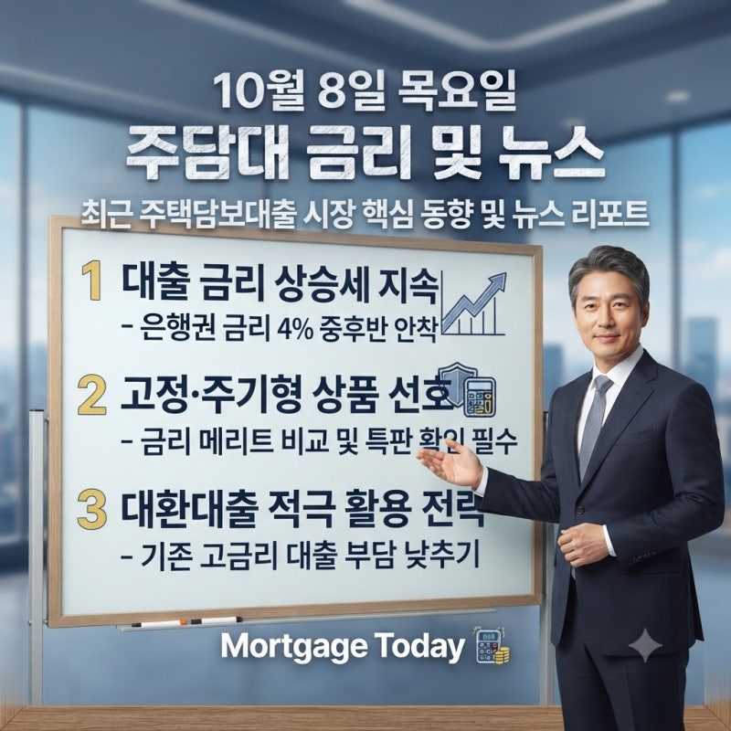 10월 8일 주택담보대출 금리 비교 - IBK기업은행 주택모기지론 5.59% 등 은행 보험사 주담대 최....