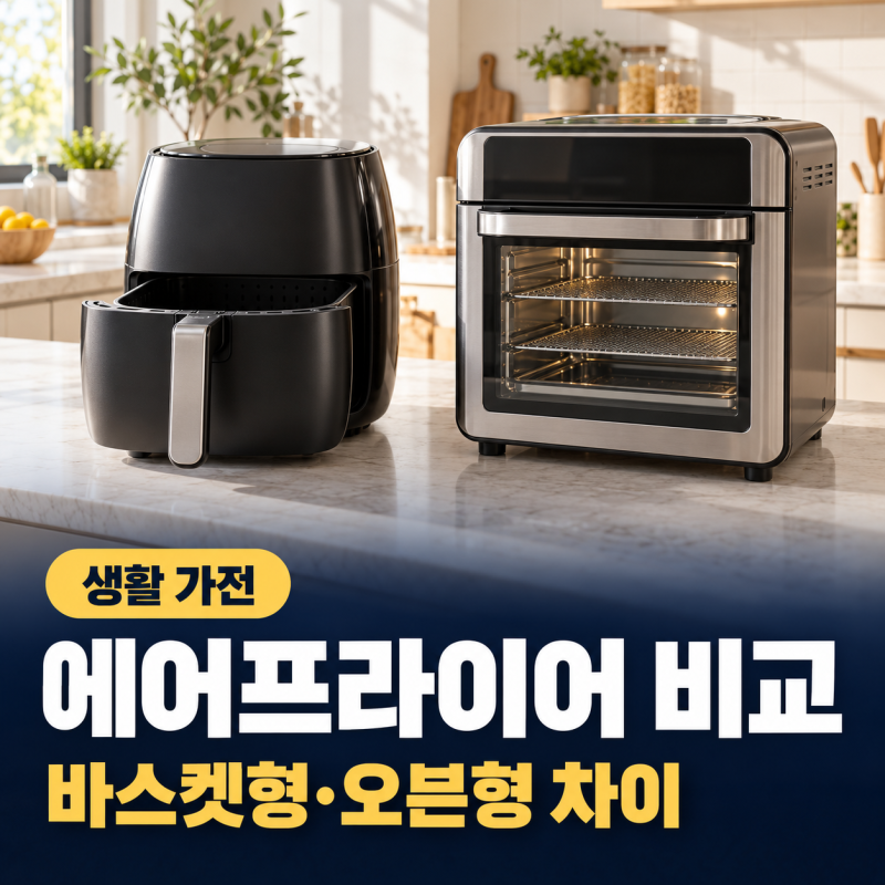 에어프라이어 바스켓형 오븐형 차이, 용량과 세척 비교