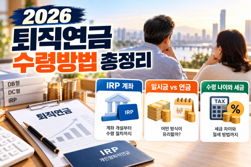 2026 퇴직연금 수령방법 총정리, IRP 계좌부터 일시금·연금 수령 나이와 세금 차이까지