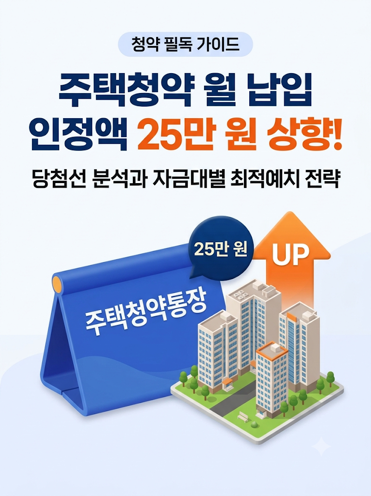 [청약 필독 가이드] 주택청약 월 납입 인정액 25만 원 상향: 당첨선 분석과 자금대별 최적 예....