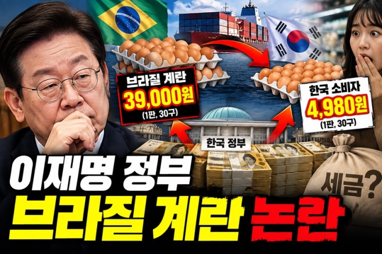 <b>이재명</b> 정부 ‘브라질 <b>계란</b> 3만9000원’ 논란, 정말 4980원에 팔고 세....