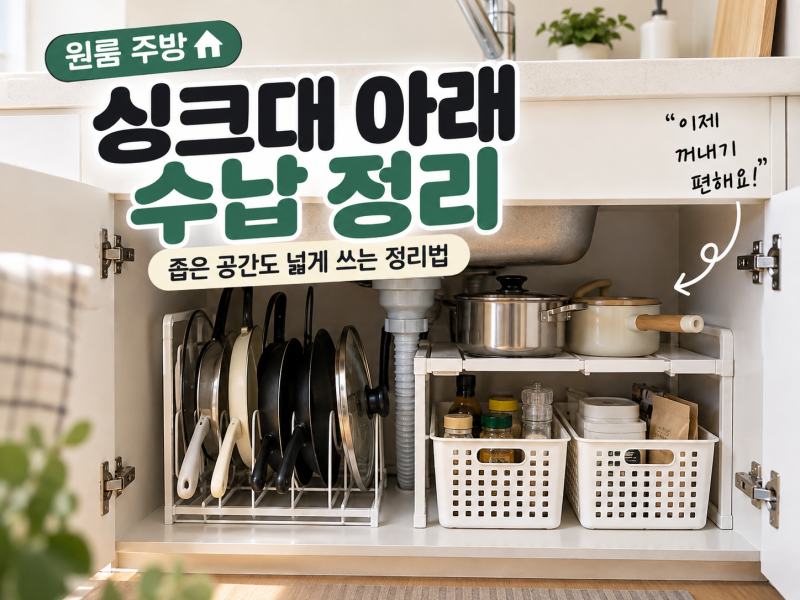 원룸 싱크대 아래 수납 정리, 좁은 공간 활용법
