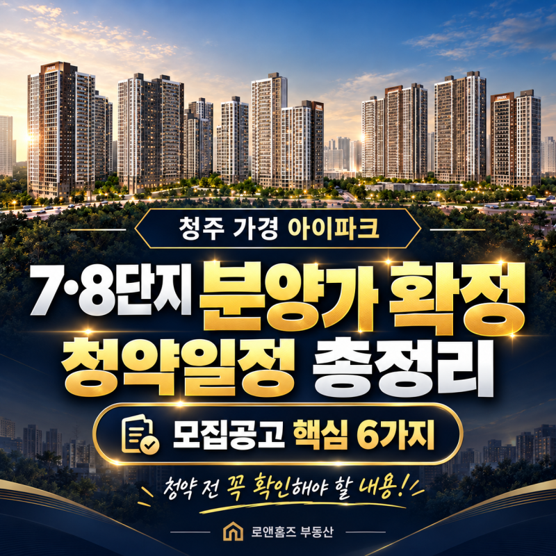 청주 가경 아이파크 7·8단지 분양가와 청약일정 확정 ㅣ 모집공고에서 꼭 확인할 6가지