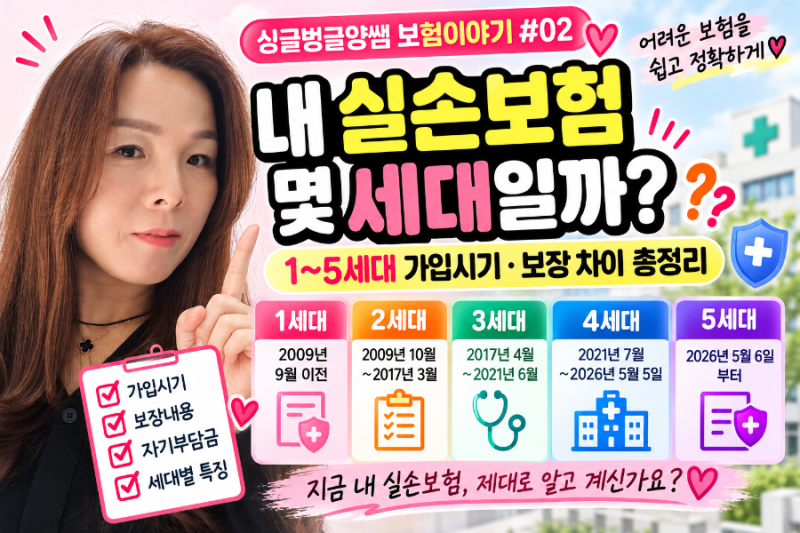 내 실손보험 몇 세대일까?1~5세대 가입시기.자기부담금.보장 차이 총정리| 싱글벙글양쌤 보험....
