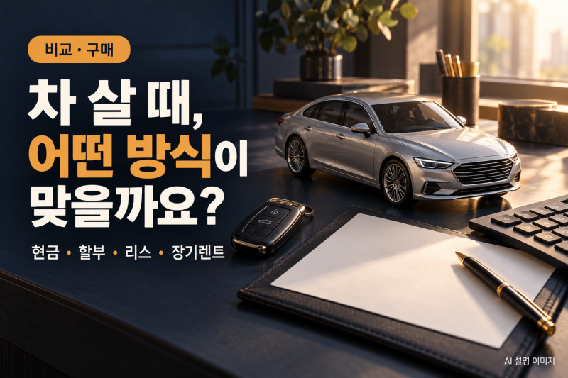 차량 구매방식 비교 가이드｜현금·할부·리스·장기렌트 차이