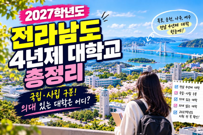 2027학년도 전라남도 4년제 대학교 총정리｜국립·사립 구분, 전남에는 왜 의대가 없을까?