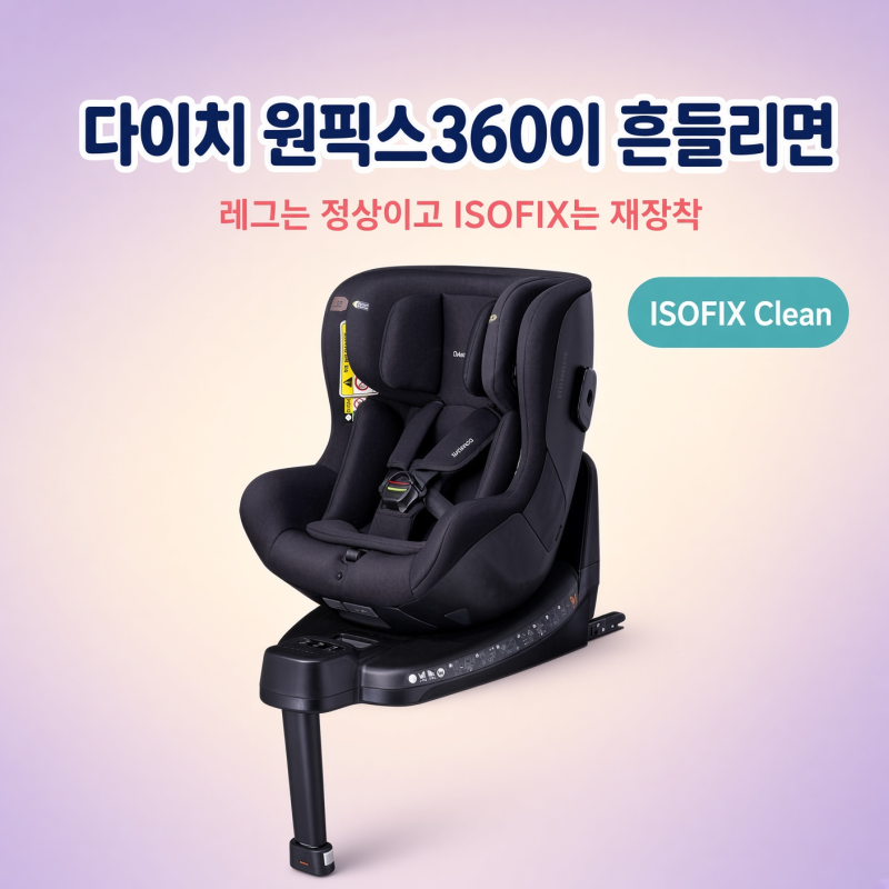 다이치 원픽스360이 흔들린다면, '레그'는 정상이고 'ISOFIX'는 재장착