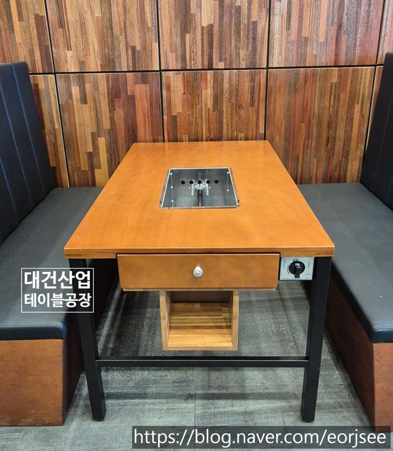 부천 업소용 테이블 제작 ｜참숯 고기집 일반합판 4인용 탁자 및 컵 보관함 맞춤제작 납품후....