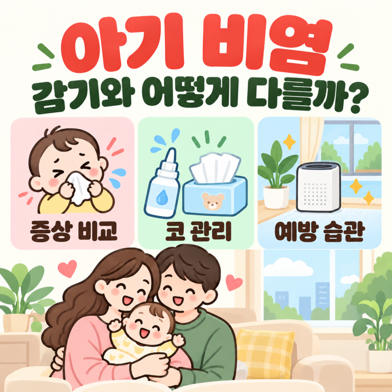아기 비염일까 감기일까? 콧물·코막힘 차이와 관리·예방 방법