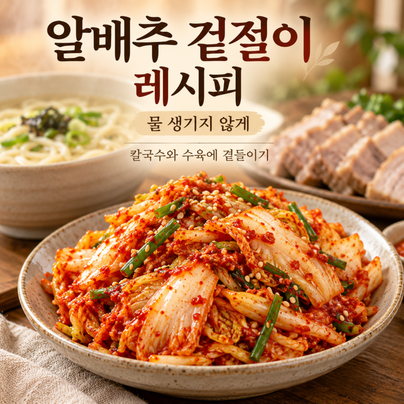 "알배추 겉절이 레시피"물 생기지 않게 칼국수와 수육에 곁들이기