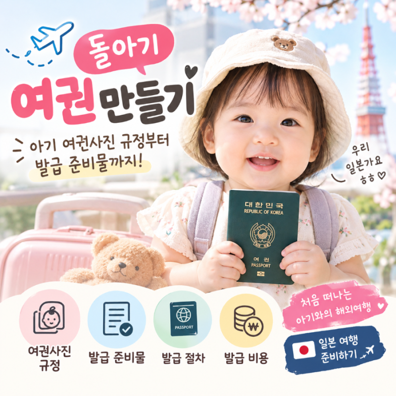 돌아기 여권 만들기｜아기 여권사진 규정부터 발급 준비물까지