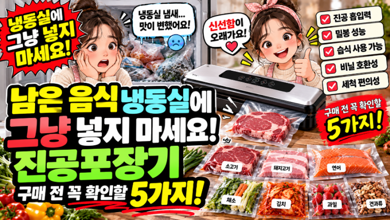 남은 음식 냉동실에 그냥 넣지 마세요｜진공포장기 구매 전 꼭 확인할 5가지