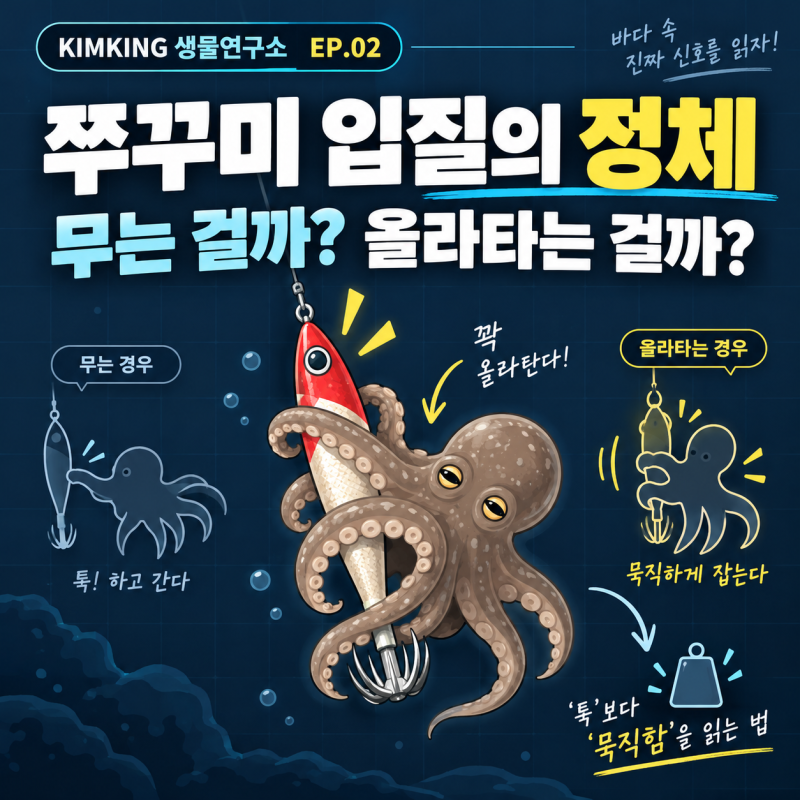 쭈꾸미 입질은 왜 ‘톡’보다 ‘묵직함’일까?｜에기를 무는 걸까, 올라타는 걸까｜생물연....