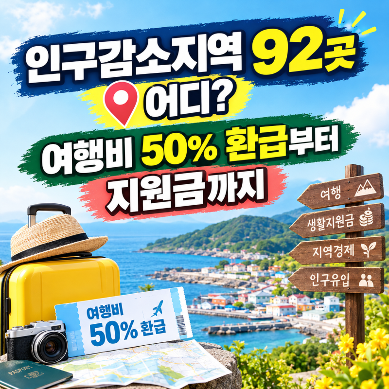 인구감소지역 92곳 어디? 여행비 50% 환급부터 지원금까지