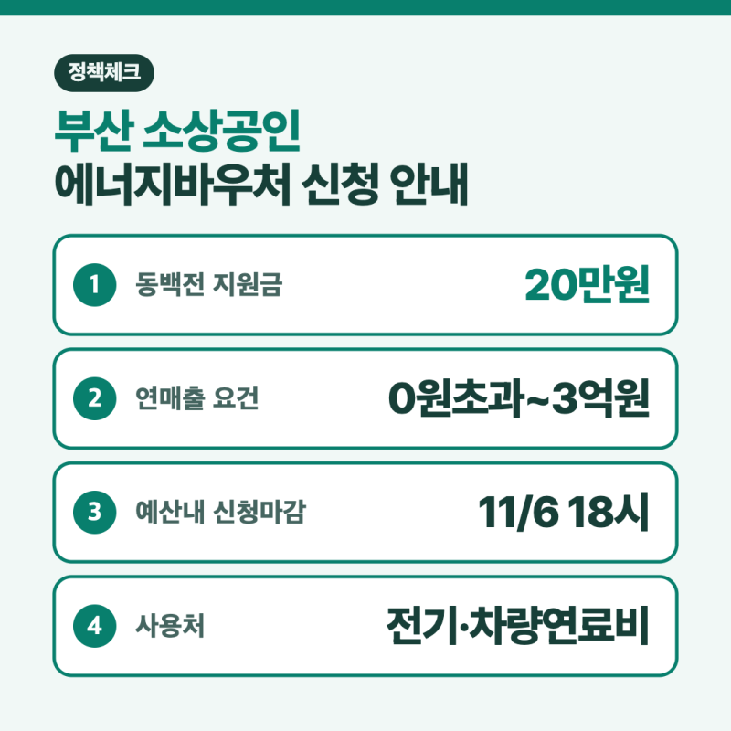부산 소상공인 에너지바우처 신청 안내｜대상·신청기간·사용처 정리