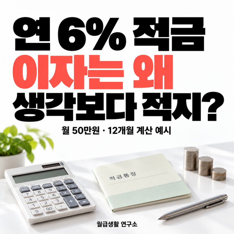 연 6% 적금인데 이자가 적다고요? 월 50만원·12개월 직접 계산