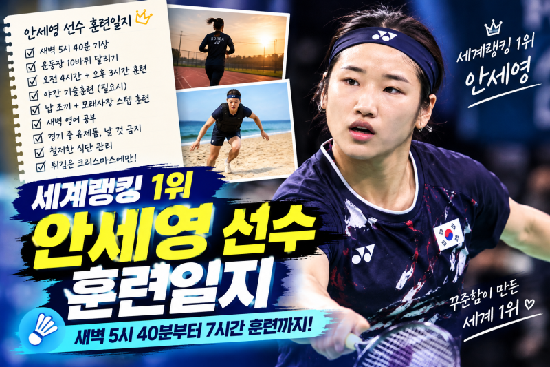 세계랭킹 1위 안세영 선수 훈련일지｜새벽 5시 40분 기상부터 7시간 훈련, 식단 관리까지