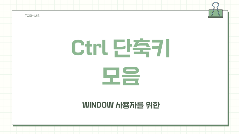 2026 Ctrl 단축키 모음 | 직장인·대학생이 바로 쓰는 윈도우 11 컨트롤 키 조합 총정리