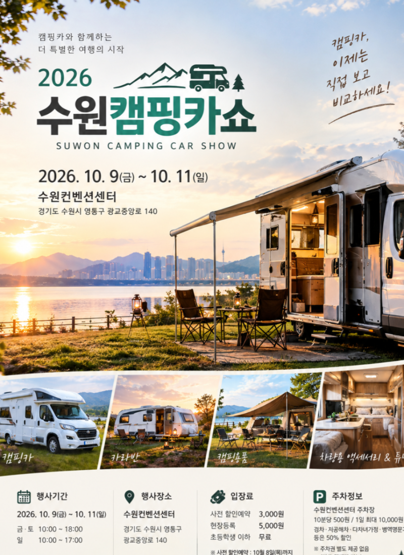2026년 수원캠핑카쇼 일정 입장료 주차 총정리