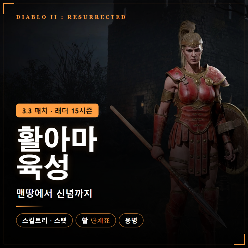 디아블로2 활아마 육성 :: 맨땅에서 신념까지, 활아마 스킬트리·스탯·활 단계표와 용병 세팅....