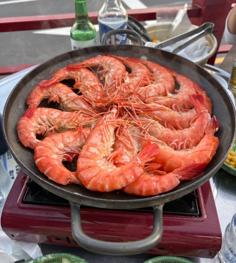송정 해수욕장 맛집 야장 포항조개구이 왕새우구이 대만족 후기
