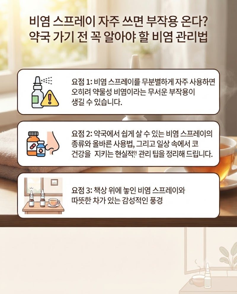 비염 스프레이 자주 쓰면 부작용 온다? 약국 가기 전 꼭 알아야 할 비염 관리법