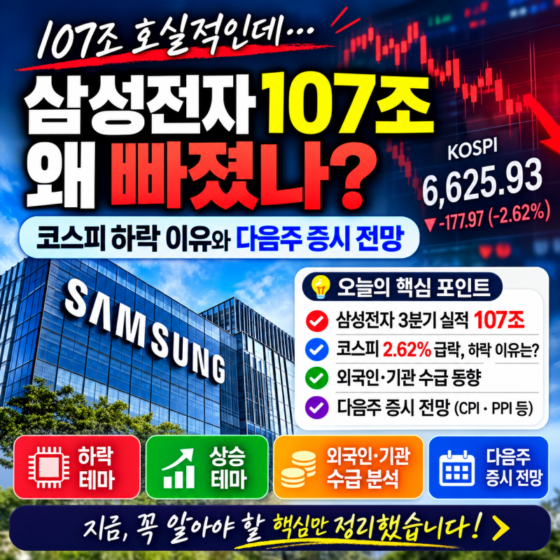 삼성전자 107조 호실적인데 왜 빠졌나? 코스피 하락 이유와 다음주 증시 전망