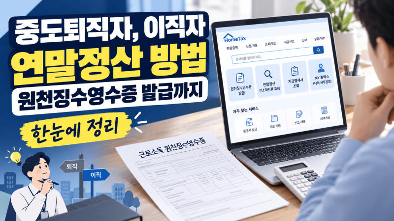 중도 퇴사자·이직자 연말정산 방법 총정리｜원천징수영수증 발급부터 5월 신고까지