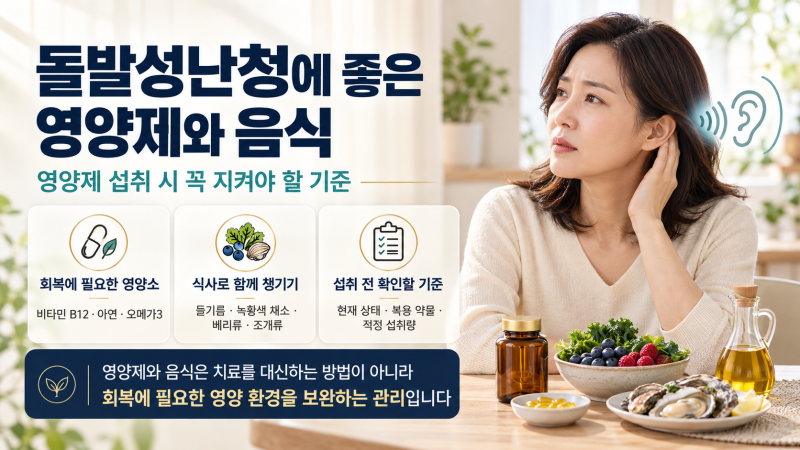 돌발성난청에 좋은 영양제와 음식｜영양제 섭취 시 꼭 지켜야 할 기준